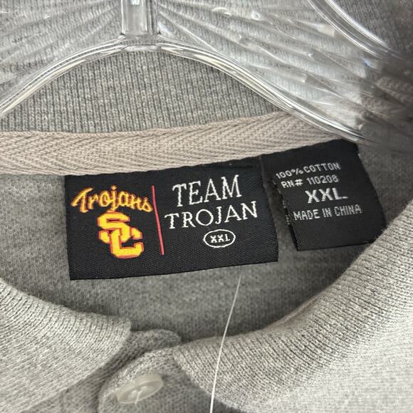 USC Trojans Polo Shirt Mens 2XL Gray Embroidered Logo Team Trojan College Cotton - Picture 5 of 11
